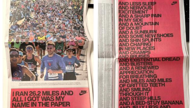 用整整六面报纸罗列心态起伏，耐克史上最长文案太懂跑者了