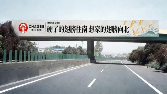 霸王茶姬高速路巨型广告牌，句句文案戳到湖南人心坎里